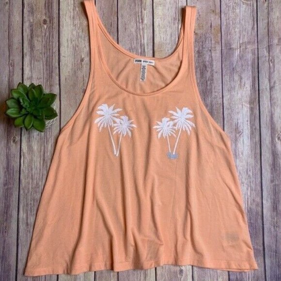 PINK Victoria's Secret Tops - HP PINK Coral Palms Tank Top